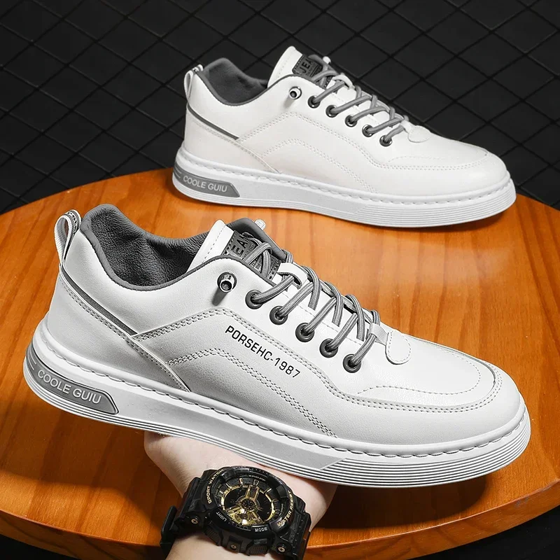 

Men Leather Shoes Comfortable Casual Business White Sports Shoes Flats Slip On Office Mens Shoe Non-Slip Zapatos Hombre