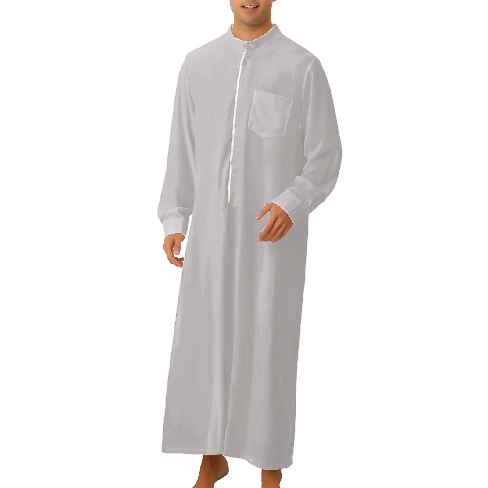 Muzułmańska szata mężczyźni Jubba Thobe Saudi Arabia Kaftan Pour Homme Musulman Abaya luźna islamska odzież moda na co dzień sukienka w stylu Islam Eid