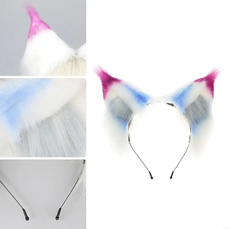 U4LE Detachable Animal Ear Hairhoop for Cosplay Party Plush Ear Hairband Anime Costume Accessory Halloween Props Hairhoop