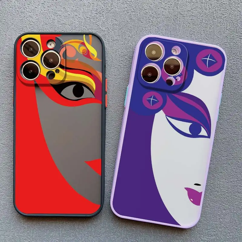 Beijing Opera Face Cute Phone Case for iphone 14 15 Pro Max Plus 13 11 12 Pro Max Mini XS X XR SE 2020 8 7 Plus Shockproof Cover