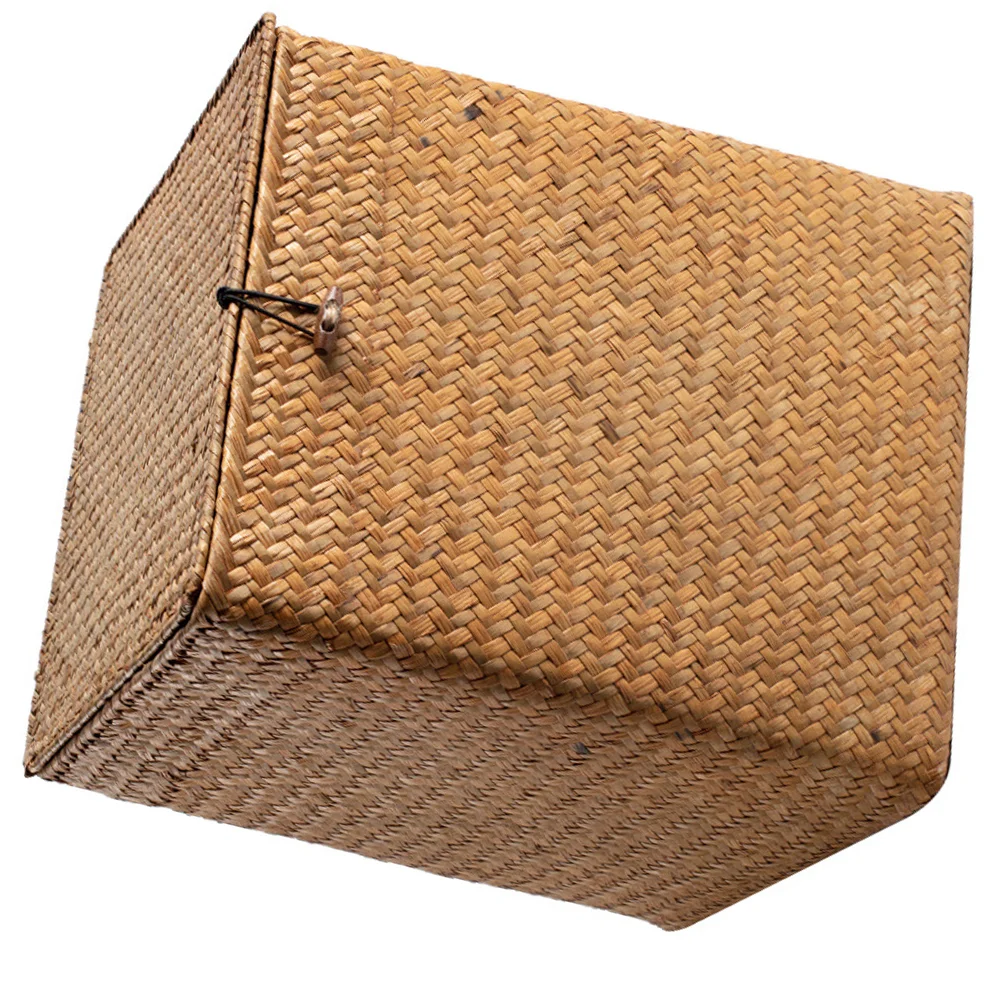 Country Picnic Basket Seagrass Picnic Laundry Hamper with Lid Straw Woven Cattail Retro Handwoven Case