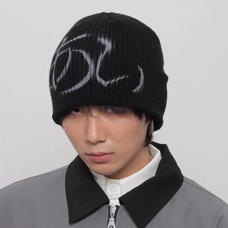 Autumn and Winter New Unisex Street Letter Print Knitted Hats Y2K Warm Personal Versatile Beanies Fashion Casual Japanese Niche