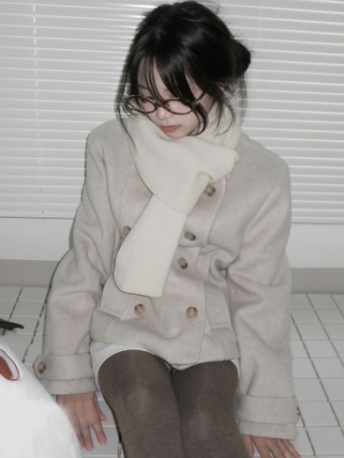 Korean Sle Faionable Double Breasted Woolen Coat ort Warm Women's Outerwear Winter New Arrival Small Size Polyester Fiber