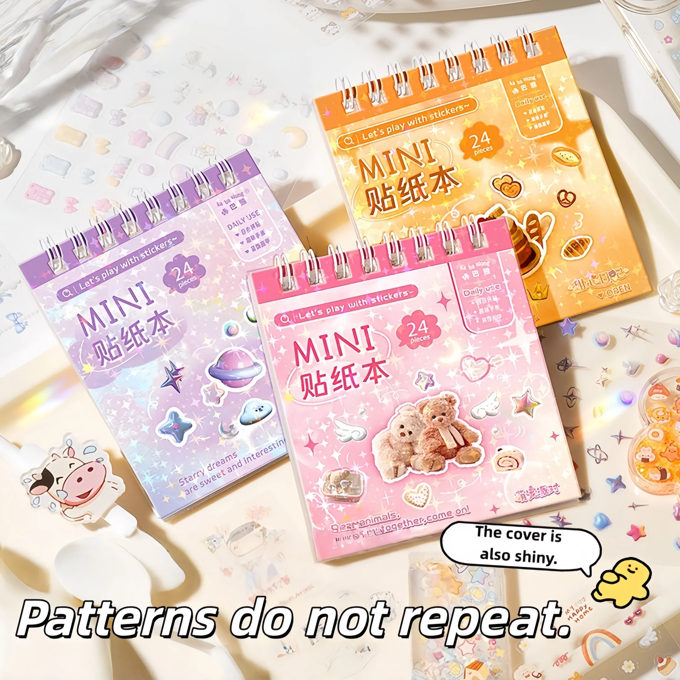 

24 Sheets/Book of Stickers, Cute Cartoon Journal Stickers, Material Stickers for Journals, Small Decorative Stickers, Can Be Used as Nail Art Stickers