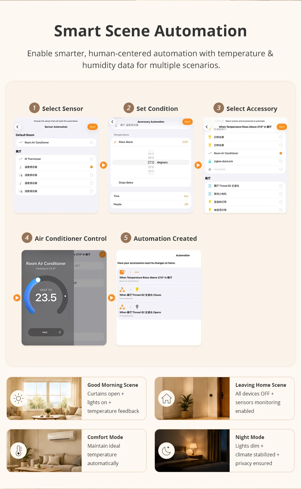 Zemismart Matter WiFi IR-Thermostat mit LCD-Bildschirm T&H-Sensor Intelligente Infrarot-Fernbedienung für Klimaanlagen Unterstützt Tuya Share to Homekit – Detail 7