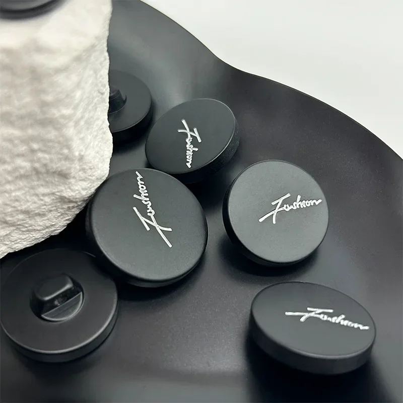 10pcs Black Fashion Shank Buttons Durable Resin 15/20/25mm Round Smooth Buttons DIY Garment Accessories