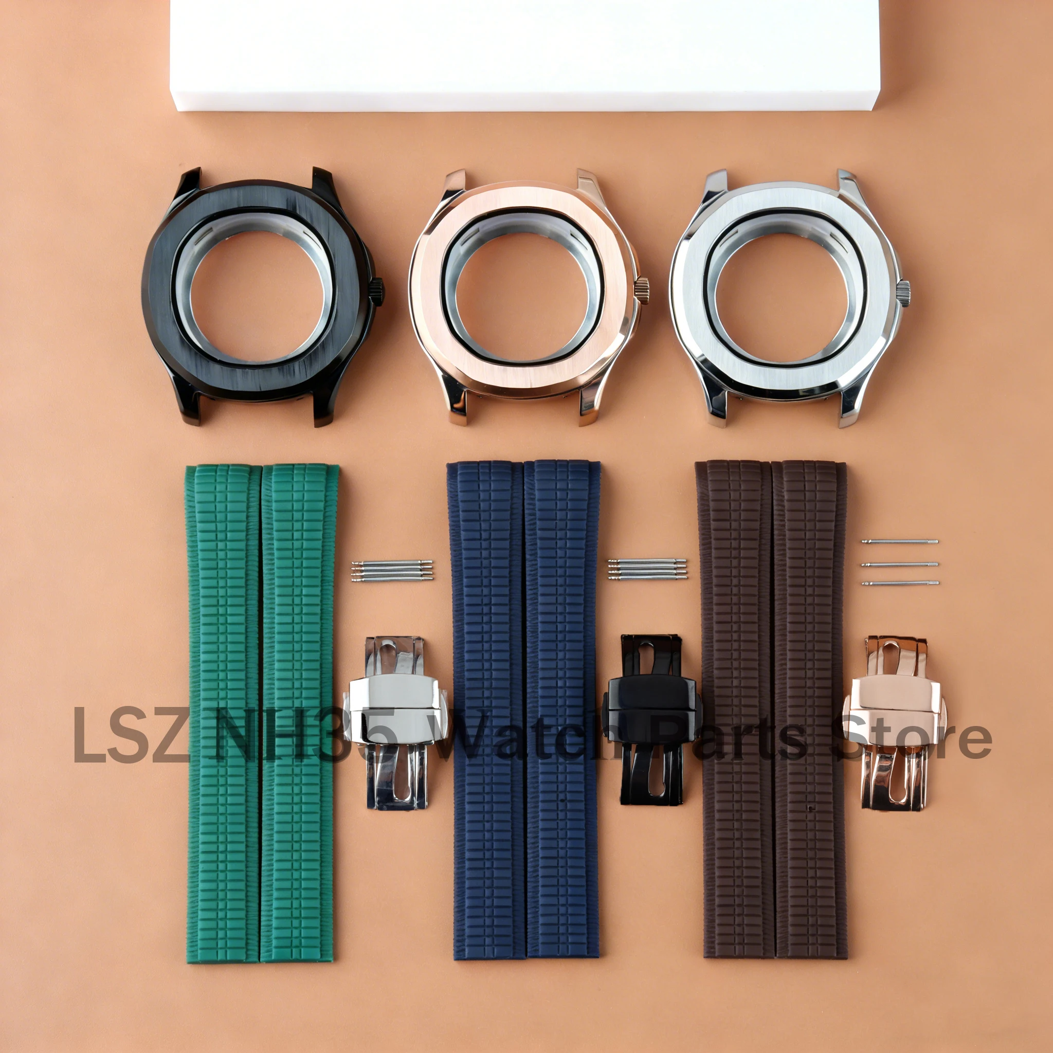 

42mm High-end Modified Watch Case For Aquanaut NH35 NH36 NH38 Movement Rubber Watchband Replacememnt Accessories Fit 31.5mm Dial