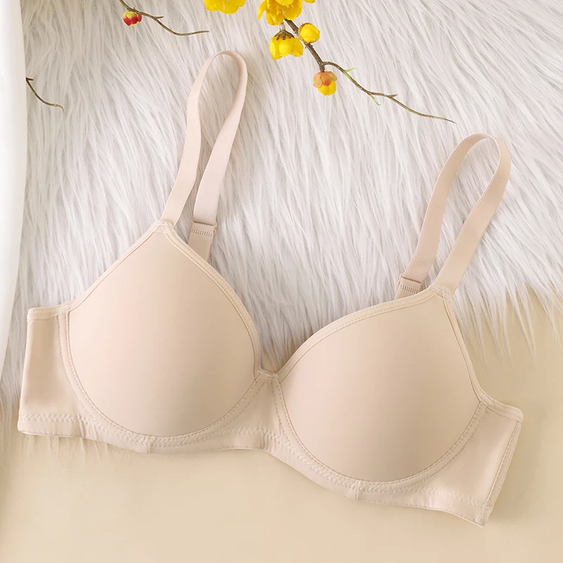 1pcs Simple Solid T-Shirt Bras Comfy & Breathable Push Up Bra Women\'s Lingerie & Underwear