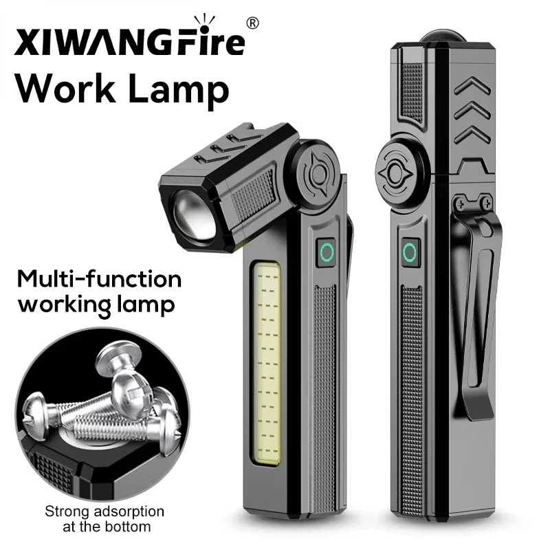 

Многофункциональные рабочие фонари, светодиодный магнитный фонарик, встроенный аккумулятор, USB перезаряжаемый портативный фонарик, ремонтный фонарь для кемпинга