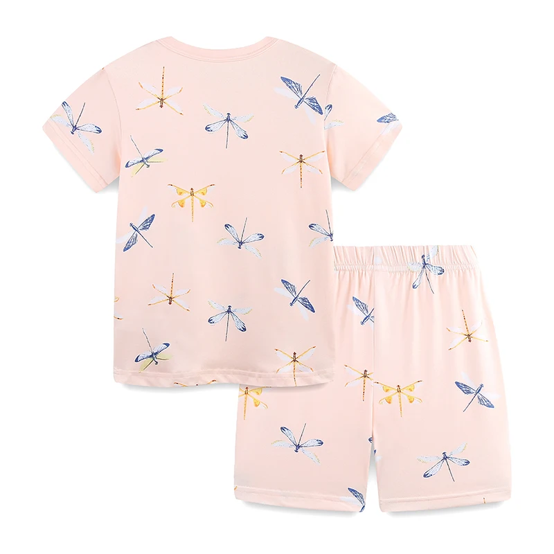 Little maven Kids Clothes Baby Girls Children's Clothing 2025 Tracksuit Summer Sets Cartoon Dragonfly T Shirts Tops+Pants Gifts