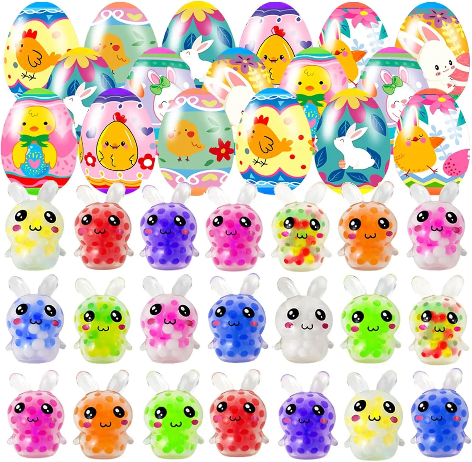 

Colorful Prefilled Easter Eggs with Squeeze Toys - Great for Basket Stuffers and Party Favors