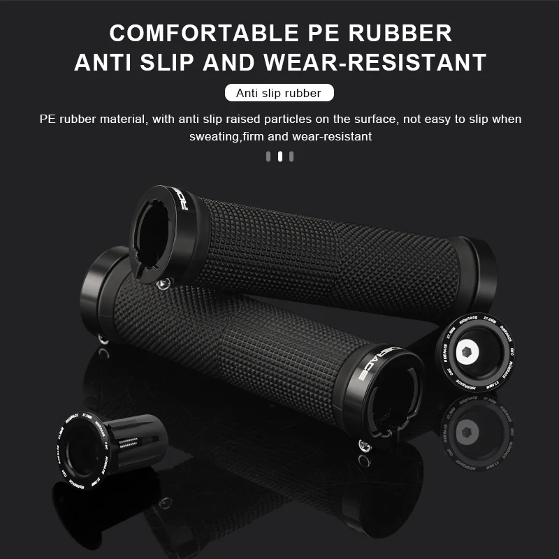 1Pair Bike Grip With End Cap Fixed Gear Lock-on Ring Mountain Bicycle Handlebar Grips Rubber Anti Slip Shock Absorbing MTB Cuffs view 5