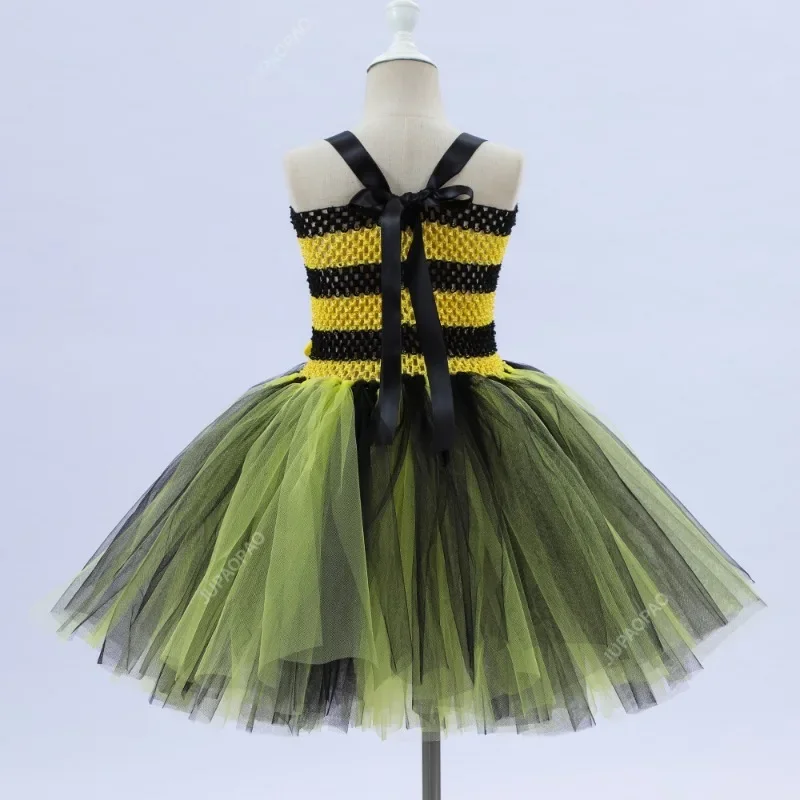 Little Bee Tutu Dress for Girls Halloweeen Cosplay Costume Tulle Flowers Kids Holiday Party Honeybee Fairy Fancy Dress Up Outfit