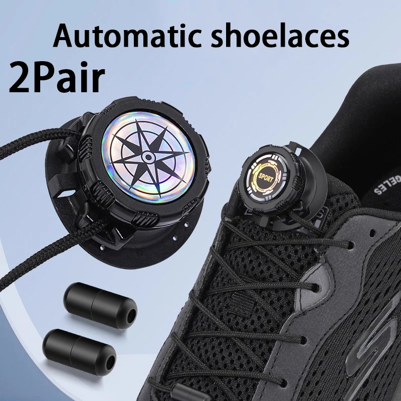 1Pair/2Pair Thick Rope Automatic Shoelace Easy Installation Swivel Buckle Laces Sneakers No-Tie Shoelaces Shoe Accessories
