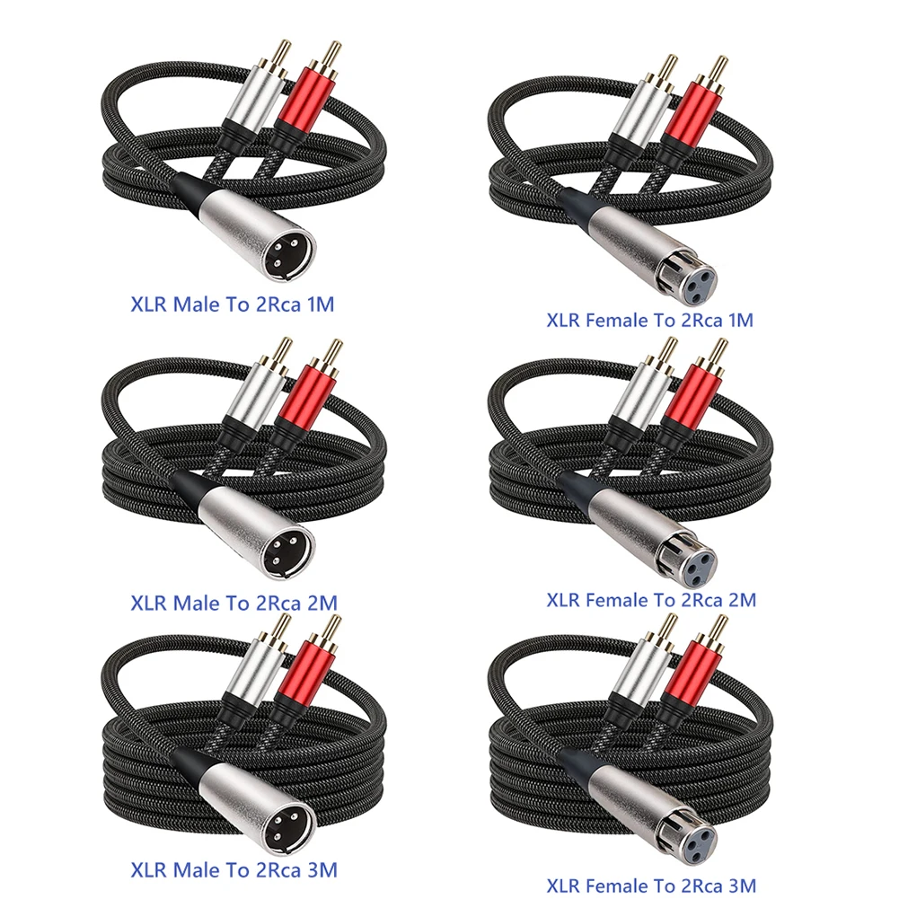 XLR إلى 2 RCA Y كابل الفاصل واضح نقل إشارة الصوت محول كابل الصوت لميكروفون مضخم ضوت سماعة الرأس