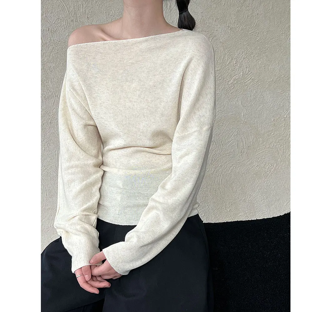 2026 Autumn Women's One Shoulder Knitted Blouse - Stylish Top