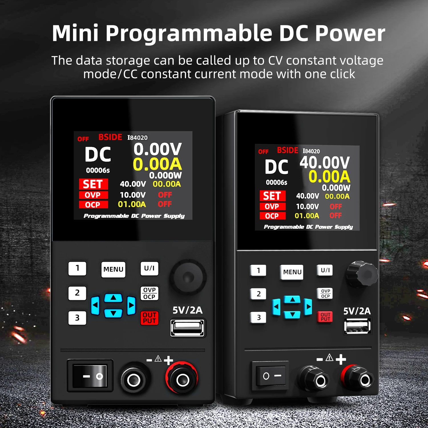 BSIDE 40V 20A DC Power Supply Variable, Programmable with Encoder Knob, Adjustable Switching Regulated Bench Power Supply