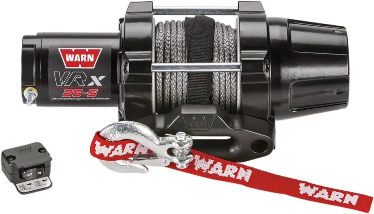 WARN 101020 VRX 25-S Powersports Winch with Handlebar Mounted Switch and Synthetic Rope: 3/16