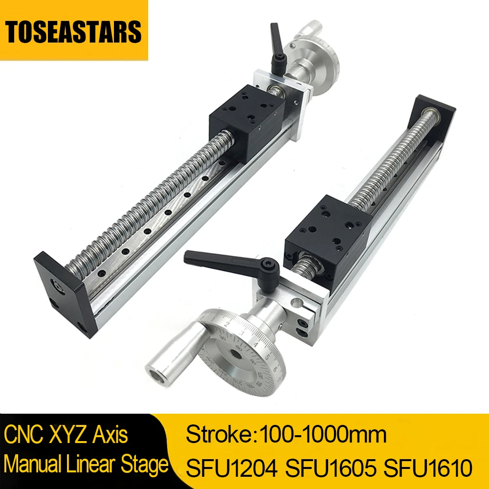 

XYZ Axis CNC Manual Linear Rail Guide Motion Slide Stage 100-1000mm Effective Stroke Handwheel Aluminum Sliding Table 500mm/s