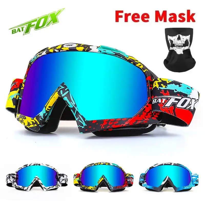 BATFOX Motocross Glasses Adjustable Motorcycle Mountain bike Dustproof Off-road Full Face Protective Motorbike Skiing Goggles