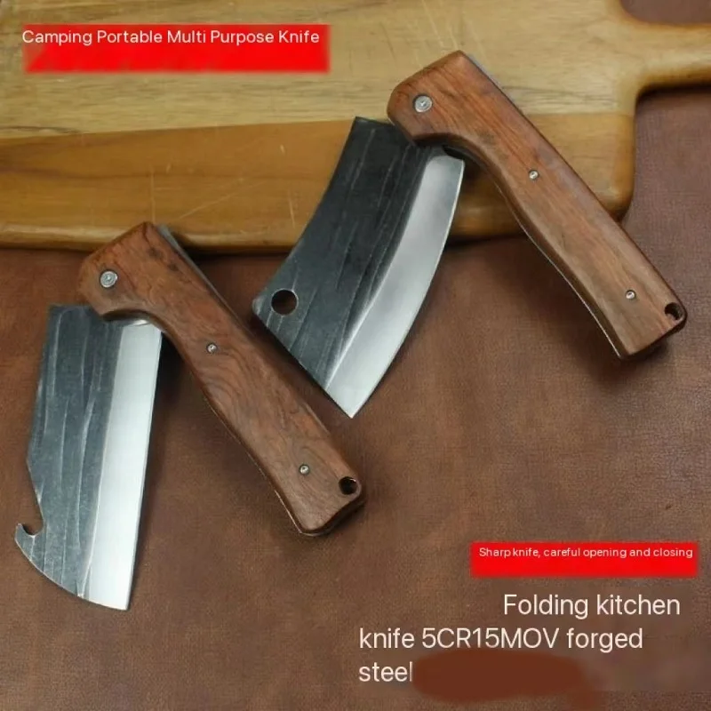 Folding kitchen knife, hand-forged fruit knife by the old master, camping, cutting meat and vegetables, portable knife is conven