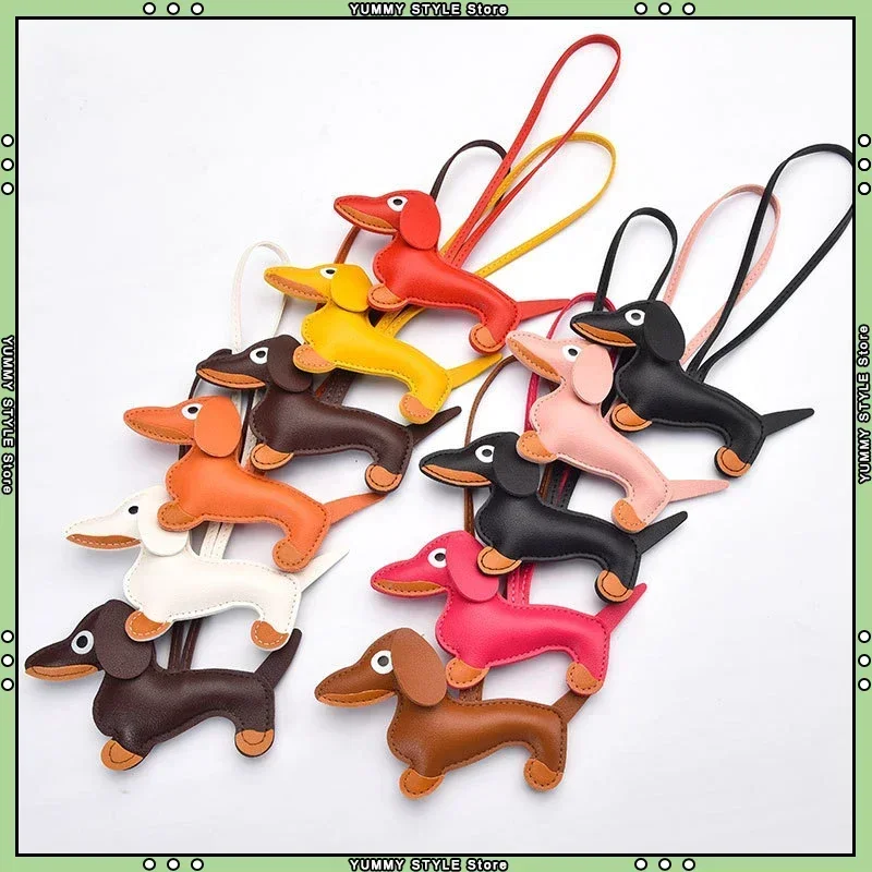 

New Dachshund Shaped PU Charms Kawaii Sausage Dog Bag Charm Wiener Dog Model Pendants Accessories Backpack Dangle Kids Gifts