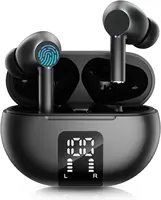 Auriculares inalámbricos Bluetooth 5,3, auriculares con reproducción de 60H, pantalla LED de alimentación, micrófono, cancelación de ruido, auriculares con sonido estéreo