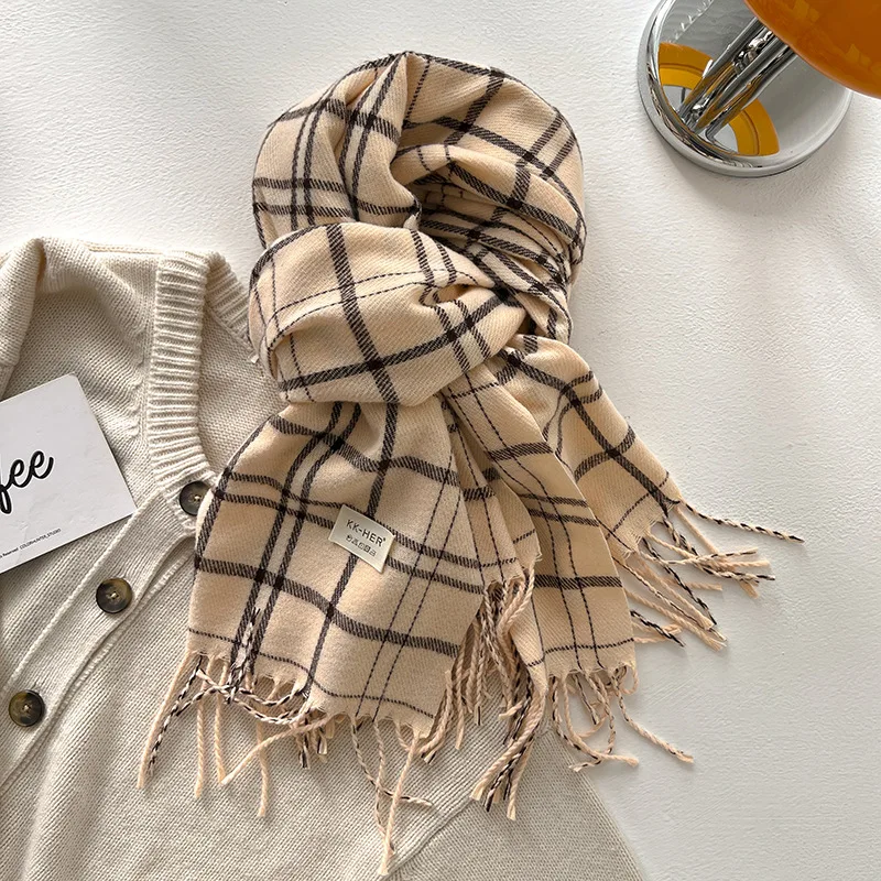 New Autumn Winter Scarf Women Korean Style Houndstooth Warm Long Wrap Cashmere Like