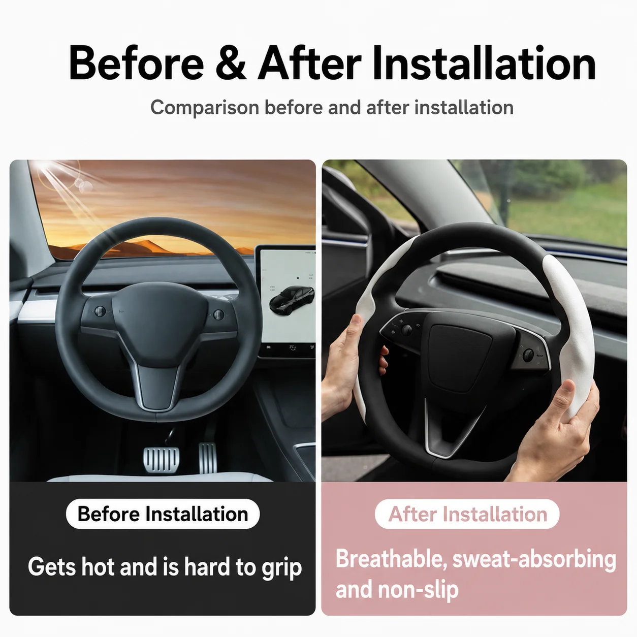 For Tesla Model Y Model 3 2017-2026 Model YL 2026 Suede Steering Wheel Cover Anti-Slip Sweat Absorb Grip Car Accessories