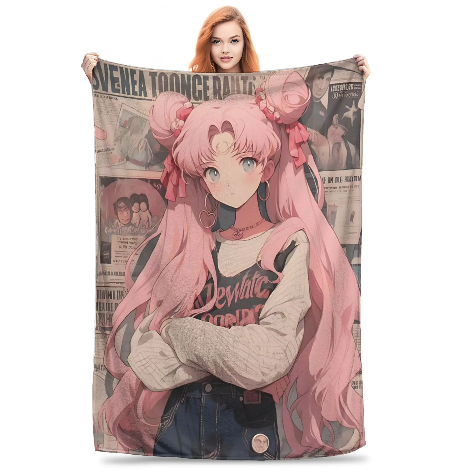 1PC home Cutecore Sailor Moon  Blanket Super Cosy Plush Home Living Room Sofa halloween