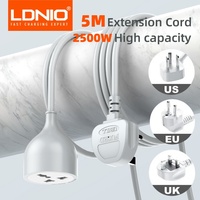 LDNIO 5M Electric Extension Cable Universal Socket To Uk Eu Us Kr Plug Adapter Home-appliance High Capacity Single Power Strip