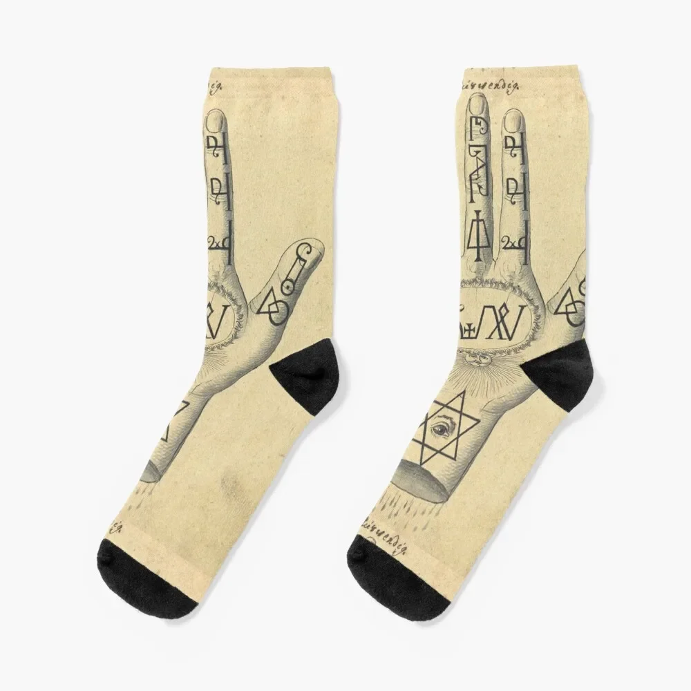 

Hand Compendium Of Demonology and Magic Occult art Socks moving stockings cute sport gym Boy Socks Women's