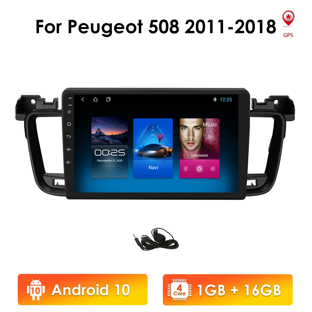 Android 10 Auto Car Multimedia Player for Peugeot 508 211-2018 Carplay GPS Navigation Radio Stereo Receiver Radio WIFI RDS DSP