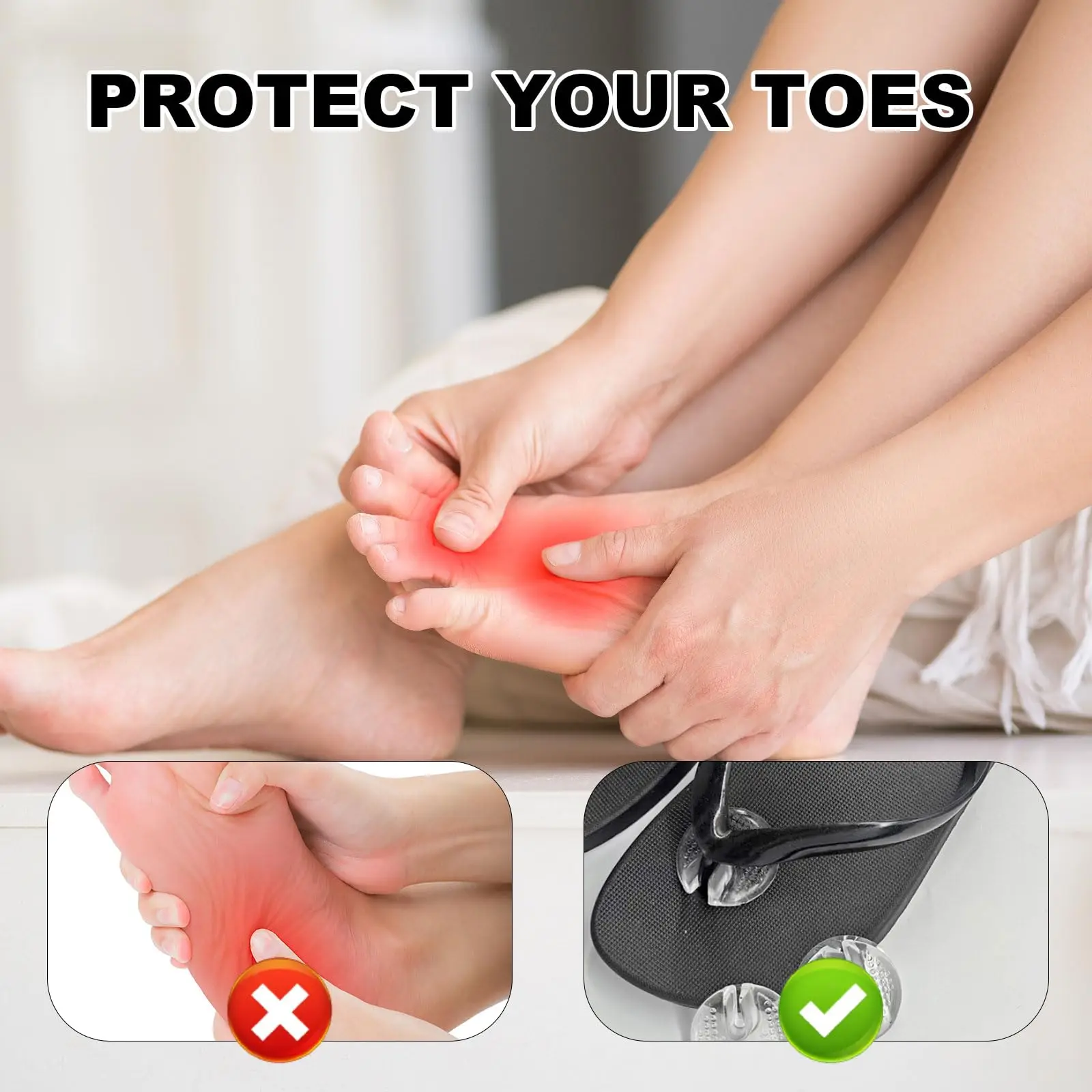 2-10pc Transparent Gel Insoles Silicone Flip-Flop Toe Clip Pad  Forefoot Cushion Pads Pain Relief Toe Protectors for Flip Flop