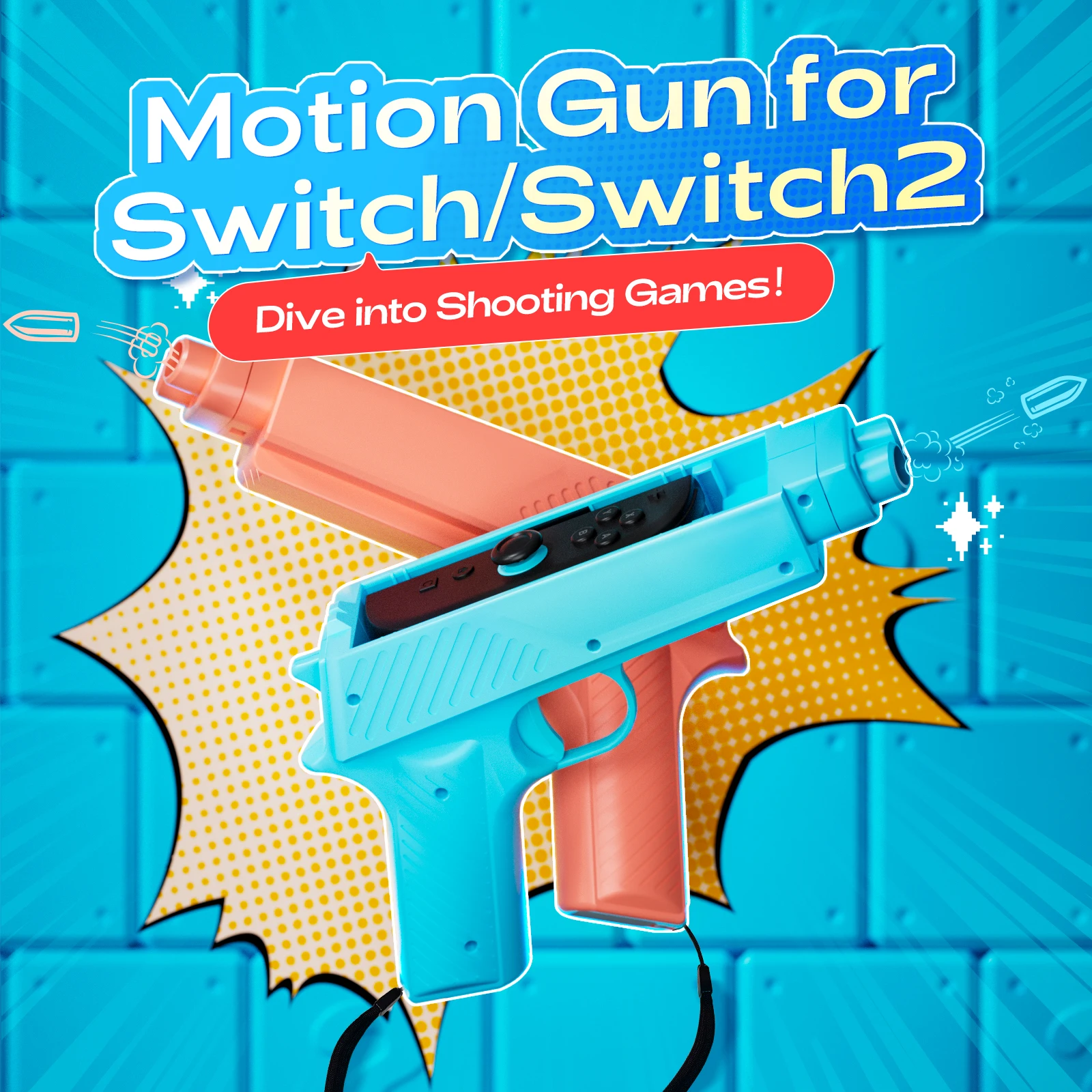 스위치/Switch2용 IINE 모션 건/NS/NS2와 호환 가능 슈팅 게임에 적합 편안한 그립 간편한 설정