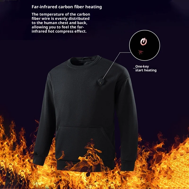 스마트 히팅 라운드 넥 스웨트셔츠 신형 발열 스포츠 전기 히팅 의류 오토바이 스트리트 기어 베이스 레이어