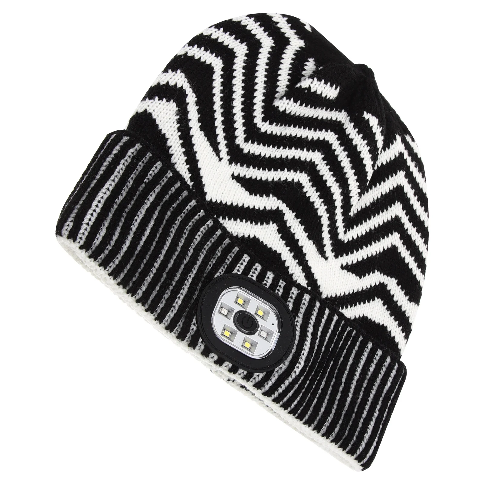 قبعة شتوية محبوكة بإضاءة LED مع كشافات أمامية مدمجة للجري وركوب الدراجات والتخييم والمشي لمسافات طويلة والأنشطة الخارجية للجنسين