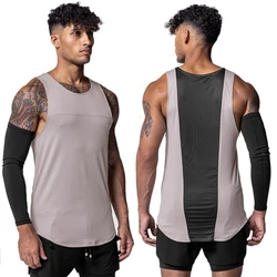Mens Workout Sleeveless Vests Summer Breathable Quick-drying Male Tight Gym Bodybuilding Fitness Tank Tops Mesh Splice Design