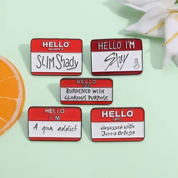 Interesting Dialogs Hello I Am Enamel Pins Funny Proverb Brooch Lapel Badge Rainbow Colrful Square Pin Accessories for Backpack