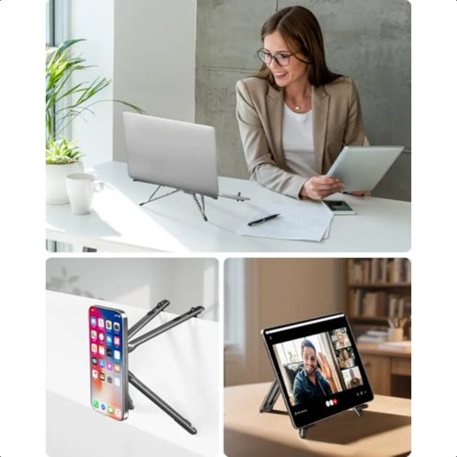 حامل كمبيوتر محمول بارتفاع 8 مستويات قابل للتعديل حامل سبائك الألومنيوم المحمول لأجهزة الكمبيوتر المحمولة مقاس 1016 بوصة وأجهزة الهواتف اللوحية مقاس 413 بوصة مع Mag #2