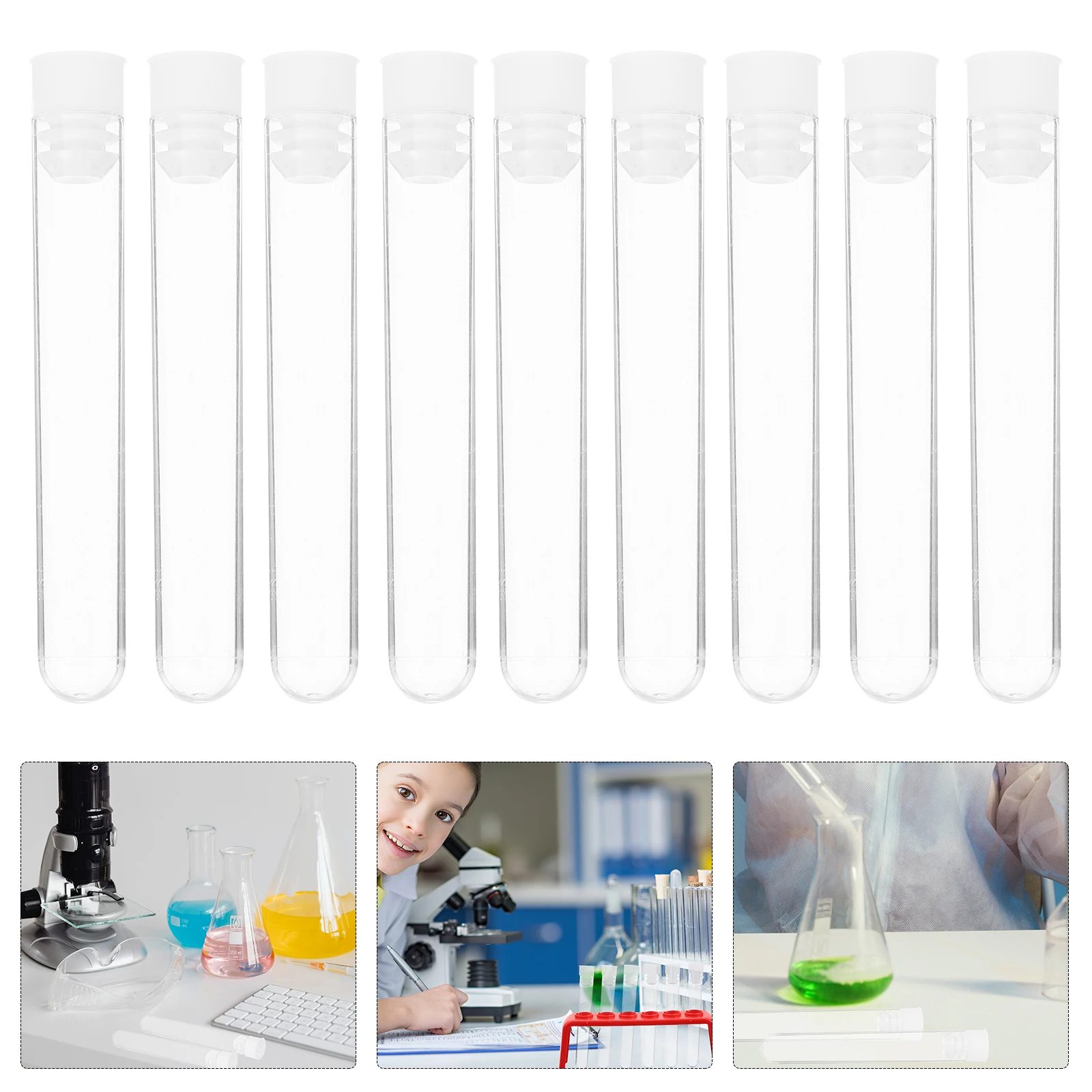 

50pcs 16X100Mm Clear Plastic Test Tubes Leak-Proof Screw Cap Lotion Storage Travel Use Eco-Friendly Hard Shell