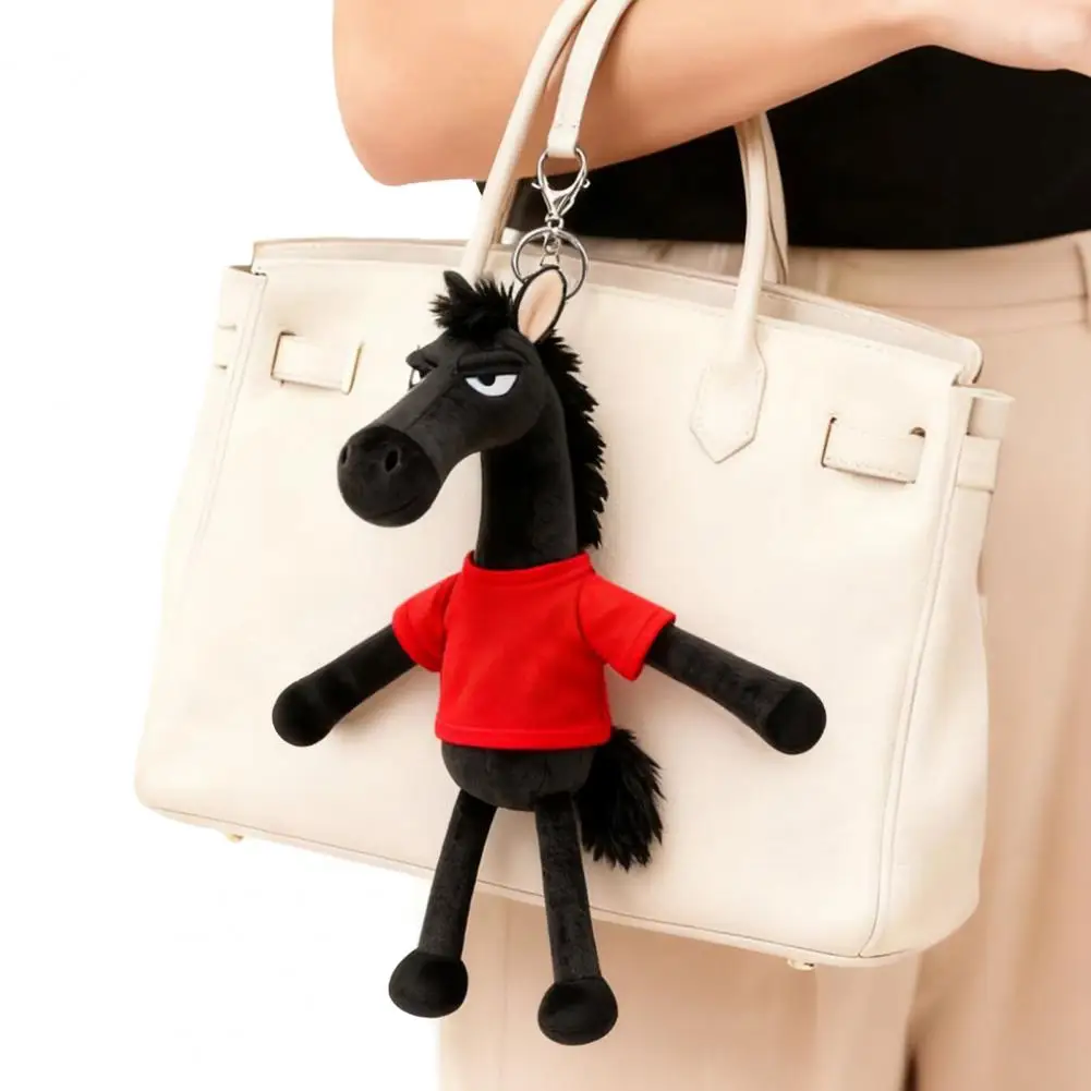 Year of Horse Gift 2026 Year of Horse Plush Keychain Black Horse Bag Charm Chinese New Year Backpack Pendant Spring Festival