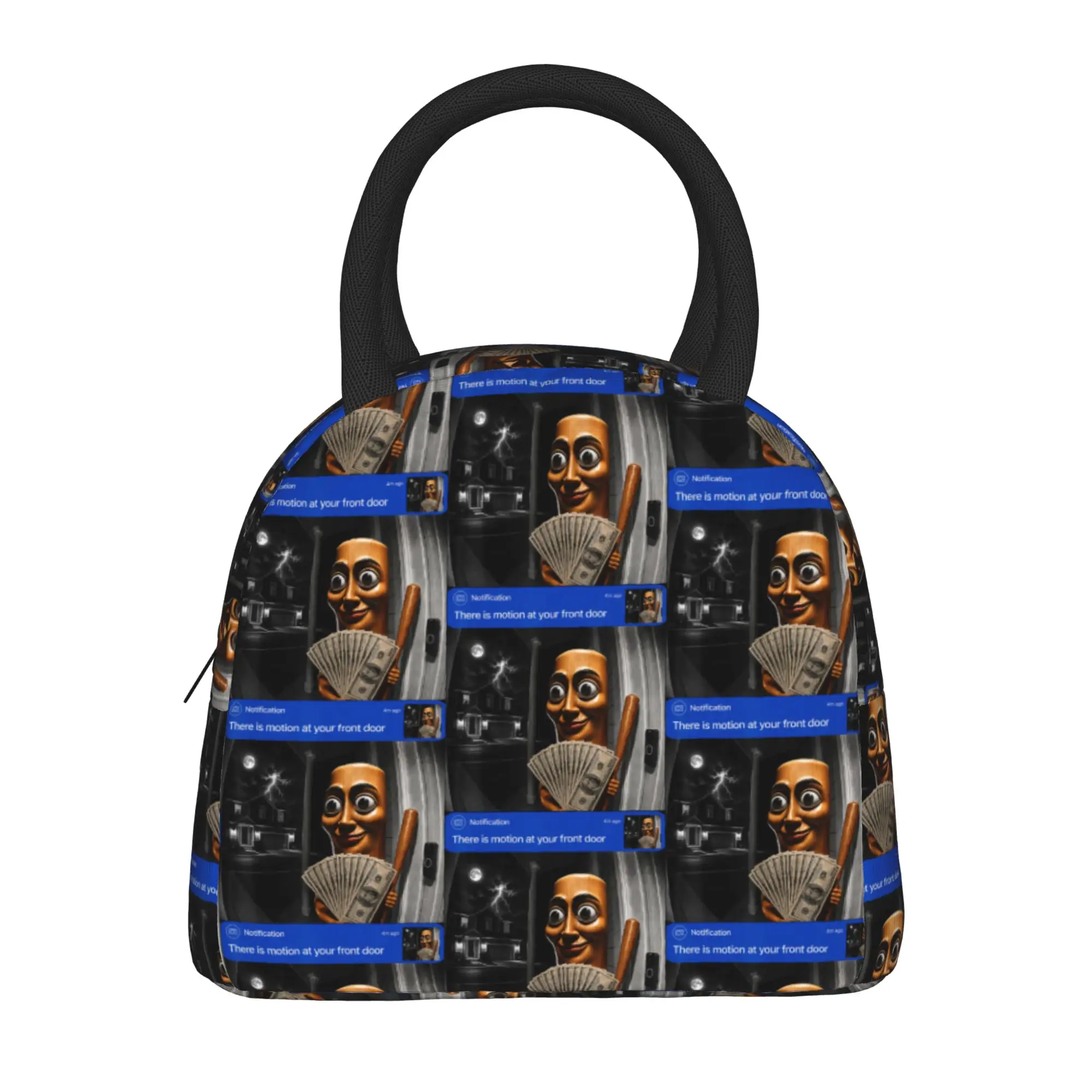 There is Motion at Your Front Tung Tung Tung Sahur Memes Lunch Bag Lunch Box For Girls Travel Portable Cooler Bag Tote Food Bags