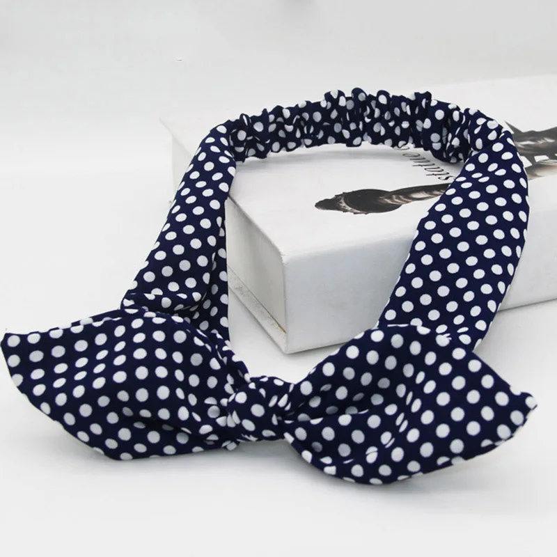 Dots Design Ladies Hair Accessories For Women Headbands For Girl Bow Hair Holder Rope Female Hair Tie Turban ATC007