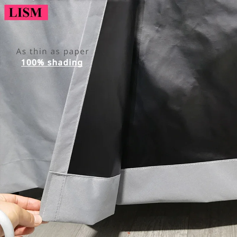 100% Full Blackout Curtains Fabric Composite Black Film Blackout Fabric Hall Not Light Lining Inner Full Black Solid Color Cloth