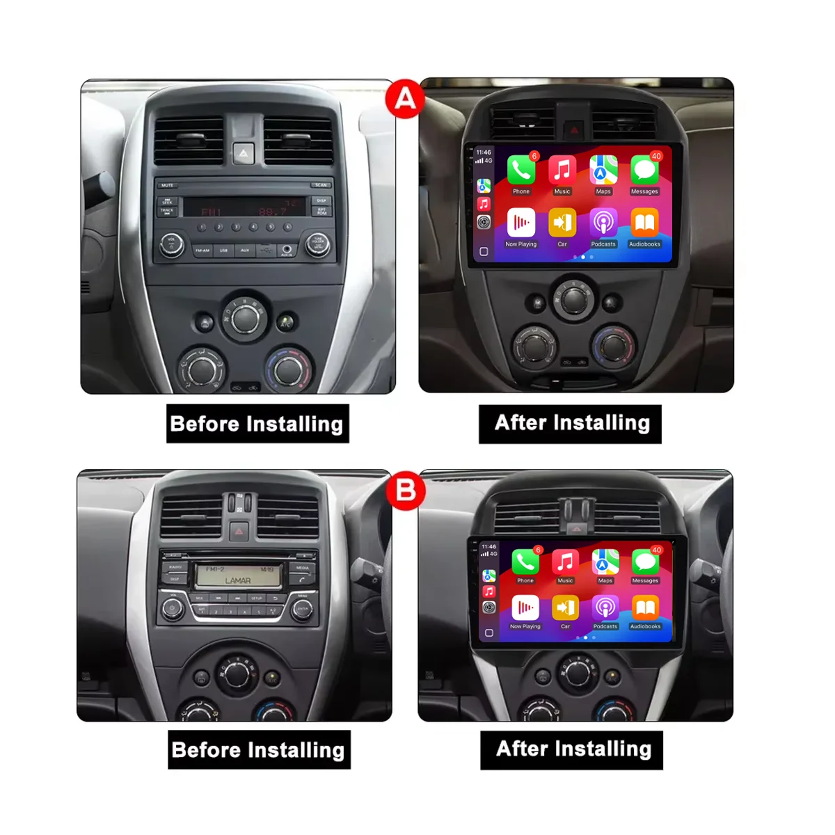 9“ 6-128GB (8CORE) CarPlay Android auto Radio For Nissan Micra March Versa Note Livina Almera Latio Sunny Juke Versa 2014-2018