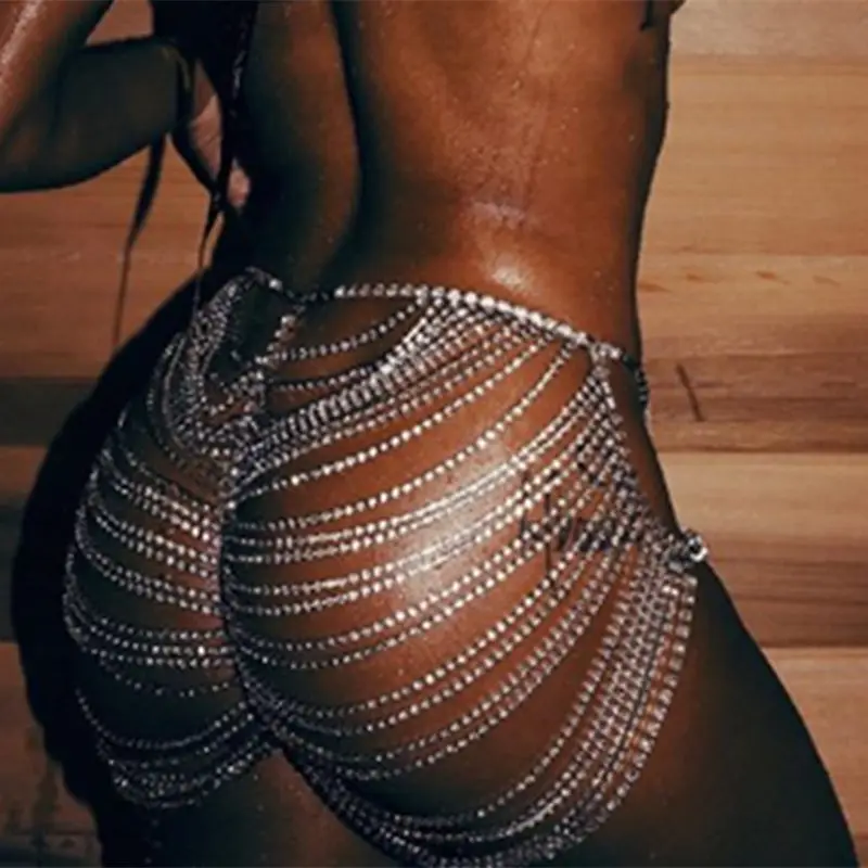 jewelry export night club best-selling super bright fringed sexy half-length skirt waist chain performance outfit body chain