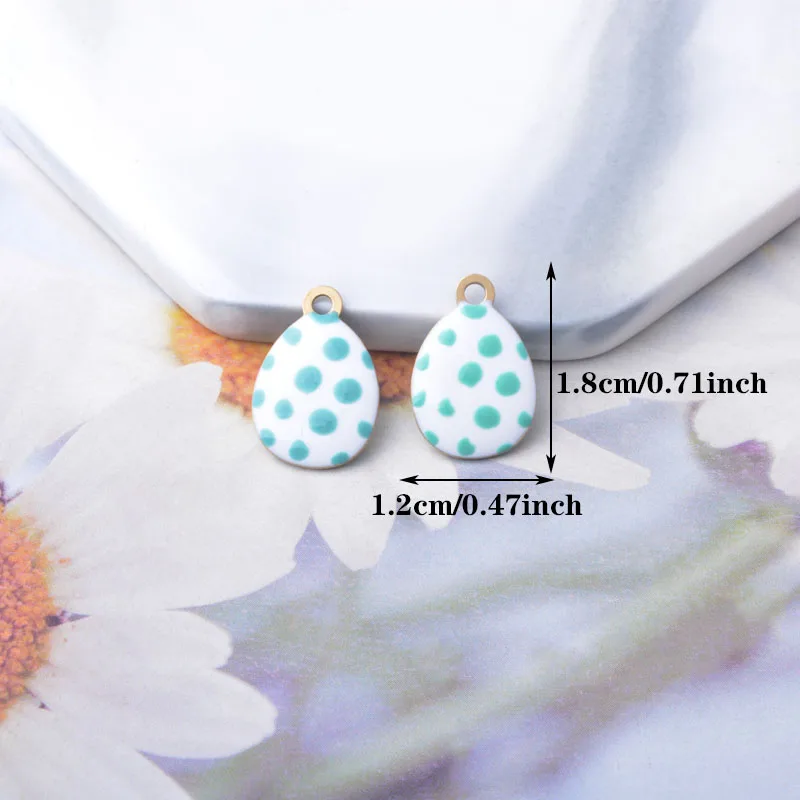 10 Stück Osterei-Anhänger aus Kupfer, emailliert, beidseitig mit Tropfenlackierung, ovaler Anhänger, DIY-Schmuckzubehör – Detail 2