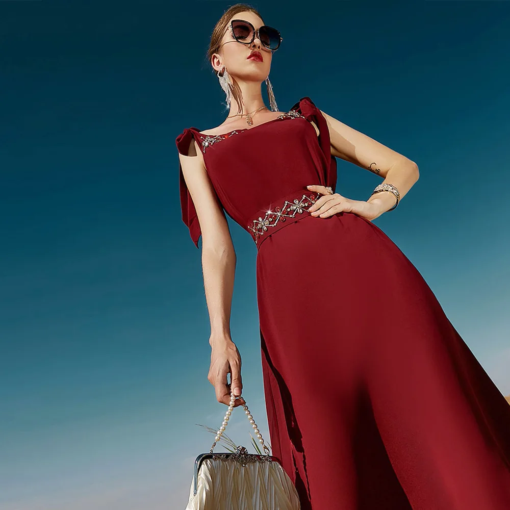 

Summer Women Maxi Dress Sleeveless Strap Evening Party Dresses Dubai Abaya Kaftan Diamonds Moroccan Caftan Gown Robe Jalabiya