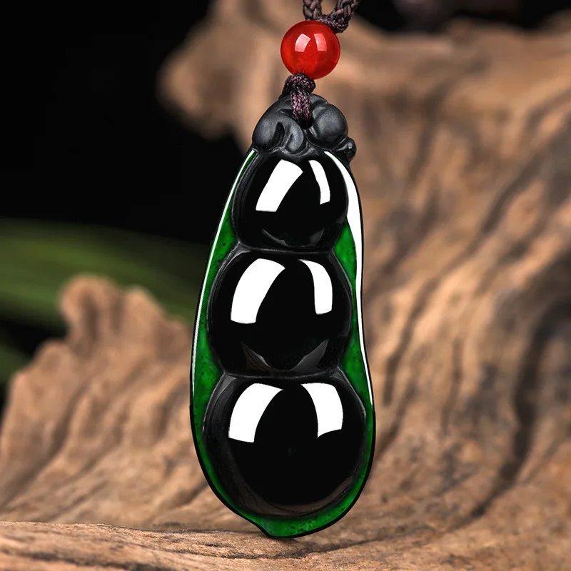 

Natural Ink Jade A Goods Jade Pendant Ink Jade Fudou Ice Seed Jade Pendant Pendant for Men and Women's Jade Pendant Necklace